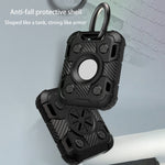 Capa Protetora de TPU com Fibra de Carbono Anti-riscos e Anti-impacto Tank Armor com Argola de Chaveiro, Para AirTag