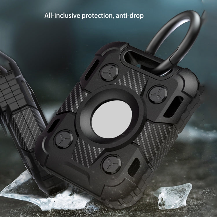 Capa Protetora de TPU com Fibra de Carbono Anti-riscos e Anti-impacto Tank Armor com Argola de Chaveiro, Para AirTag