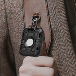 Capa Protetora de TPU com Fibra de Carbono Anti-riscos e Anti-impacto Tank Armor com Argola de Chaveiro, Para AirTag