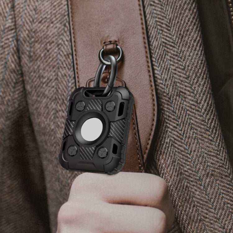 Capa Protetora de TPU com Fibra de Carbono Anti-riscos e Anti-impacto Tank Armor com Argola de Chaveiro, Para AirTag