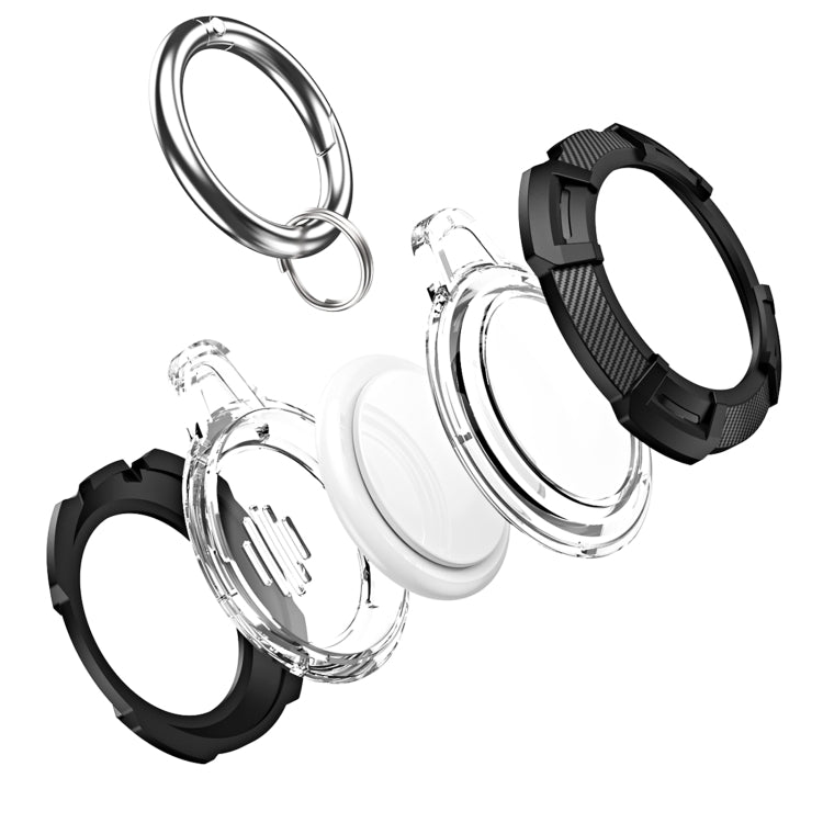 Capa Protetora Resistente Anti-riscos e Amortecedora 2 em 1 de Fibra de Carbono com Argola para Chaves, Para AirTag