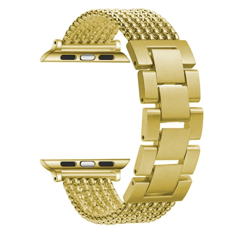 Pulseira de Substituição em Aço com Seis Correntes e Três Contas para Apple Watch Series, 7 41mm / 6 & SE & 5 & 4 40mm / 3 & 2 & 1 38mm, 7 45mm / 6 & SE & 5 & 4 44mm / 3 & 2 & 1 42mm