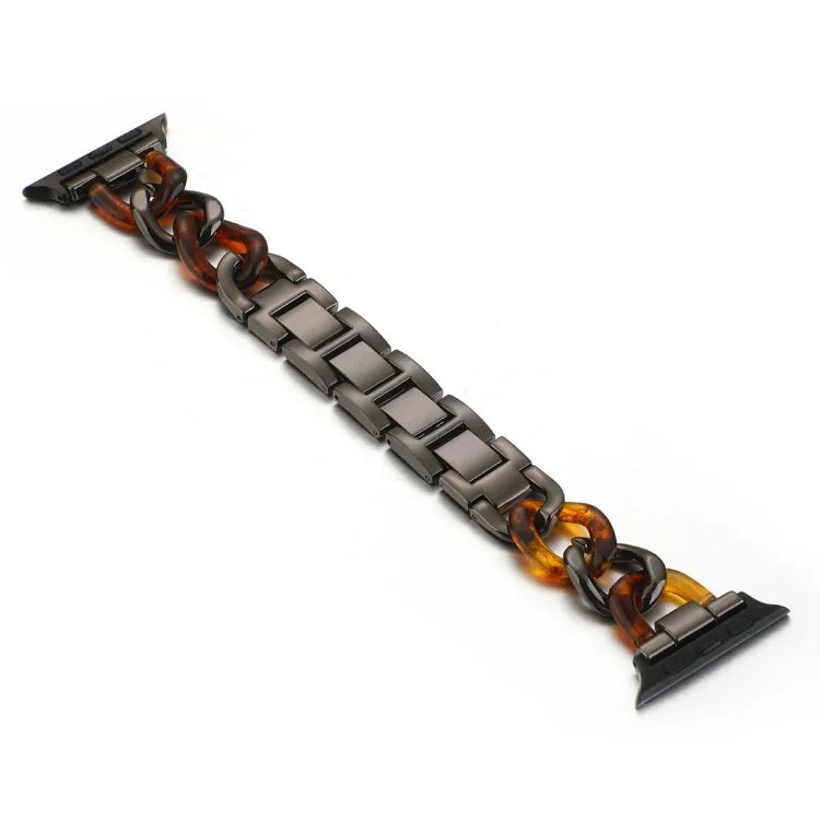 Pulseira de Substituição em Metal Cowboy com Corrente e Resina para Apple Watch Series, 7 41mm / 6 & SE & 5 & 4 40mm / 3 & 2 & 1 38mm, 7 45mm / 6 & SE & 5 & 4 44mm / 3 & 2 & 1 42mm
