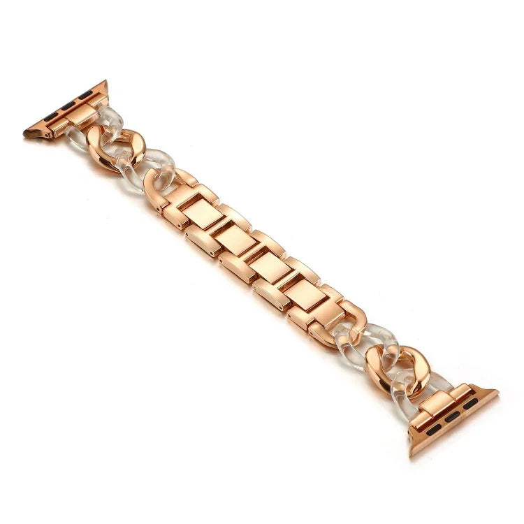 Cowboy Chain + Resin Metal Replacement Strap Watchband For Apple Watch Series, 7 41mm / 6 & SE & 5 & 4 40mm / 3 & 2 & 1 38mm, 7 45mm / 6 & SE & 5 & 4 44mm / 3 & 2 & 1 42mm