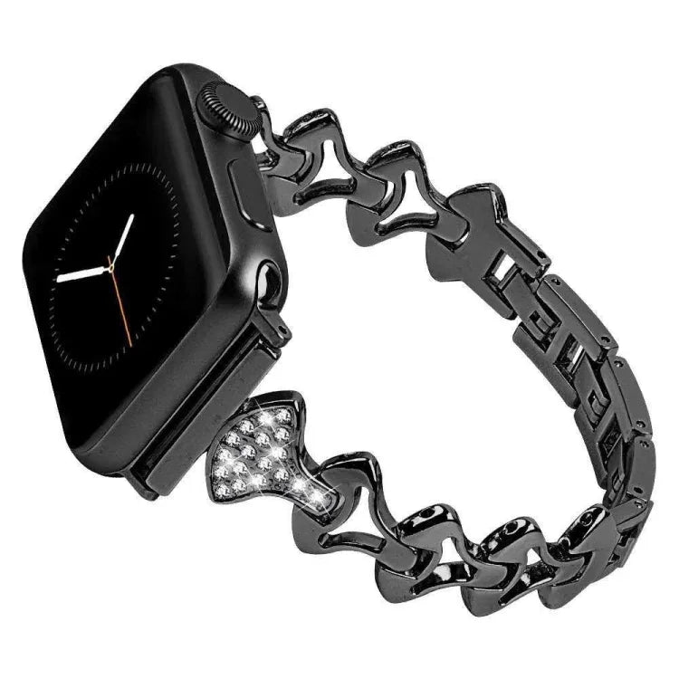Pulseira de Substituição em Metal Diamante com Forma de Sector para Apple Watch Series, 7 41mm / 6 & SE & 5 & 4 40mm / 3 & 2 & 1 38mm, 7 45mm / 6 & SE & 5 & 4 44mm / 3 & 2 & 1 42mm