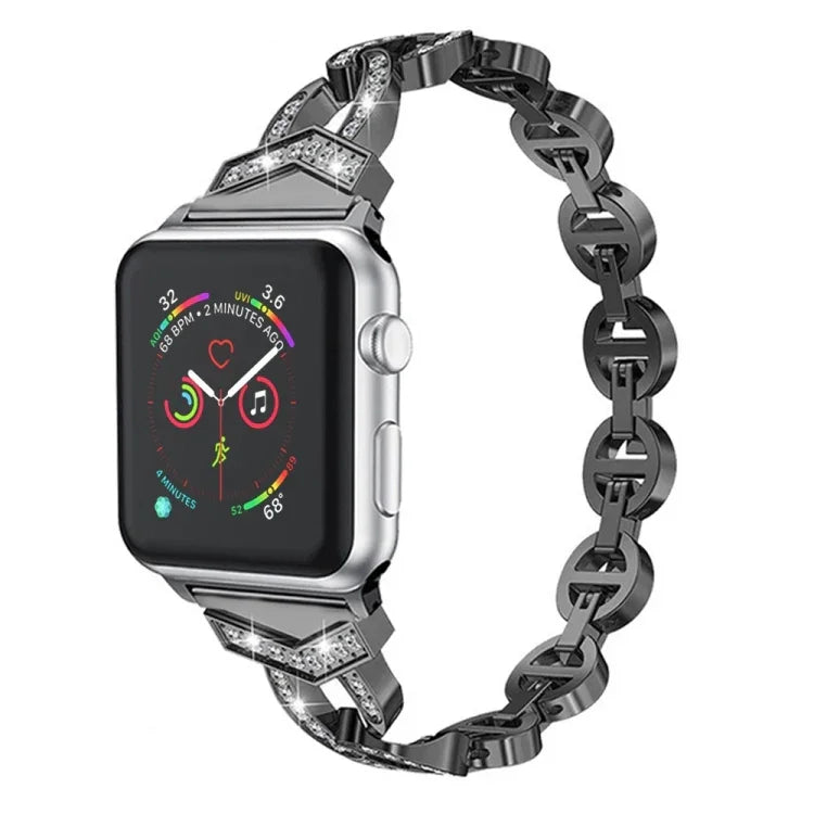 Pulseira de Substituição em Aço Inoxidável Diamante para Apple Watch Series, 7 41mm / 6 & SE & 5 & 4 40mm / 3 & 2 & 1 38mm, 7 45mm / 6 & SE & 5 & 4 44mm / 3 & 2 & 1 42mm