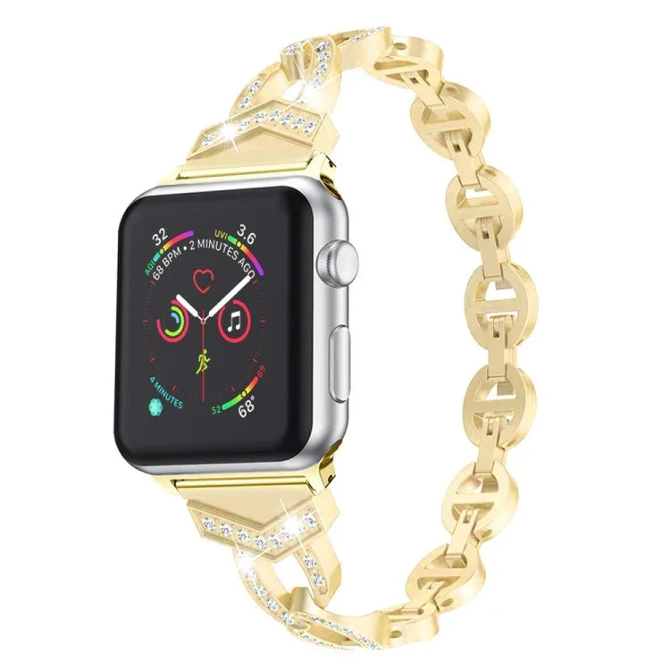 Pulseira de Substituição em Aço Inoxidável Diamante para Apple Watch Series, 7 41mm / 6 & SE & 5 & 4 40mm / 3 & 2 & 1 38mm, 7 45mm / 6 & SE & 5 & 4 44mm / 3 & 2 & 1 42mm