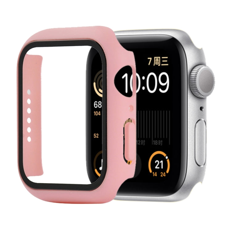 Capa protetora anti-choque em PC+vidro temperado com caixa embalada para Apple Watch 44mm (Laranja), para Apple Watch Series 6 / 5 / 4 / Watch SE 44mm, para Apple Watch Series 6 & SE & 5 & 4 44mm, para Apple Watch Series 3 & 2 & 1 42mm