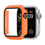 Capa protetora anti-choque em PC+vidro temperado com caixa embalada para Apple Watch 44mm (Laranja), para Apple Watch Series 6 / 5 / 4 / Watch SE 44mm, para Apple Watch Series 6 & SE & 5 & 4 44mm, para Apple Watch Series 3 & 2 & 1 42mm