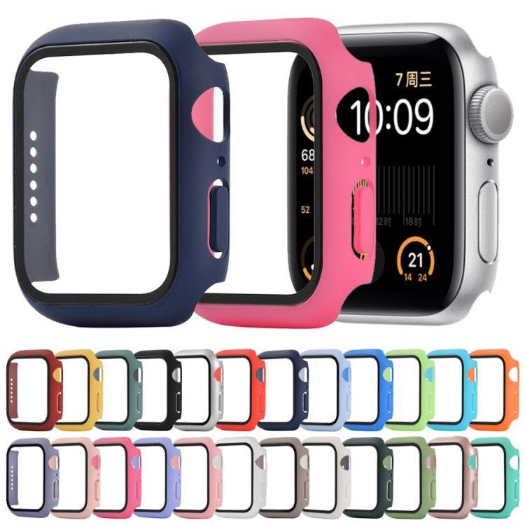 Capa protetora anti-choque em PC+vidro temperado com caixa embalada para Apple Watch 44mm (Laranja), para Apple Watch Series 6 / 5 / 4 / Watch SE 44mm, para Apple Watch Series 6 & SE & 5 & 4 44mm, para Apple Watch Series 3 & 2 & 1 42mm
