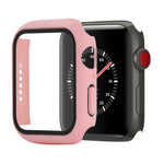 Capa protetora anti-choque em PC+vidro temperado com caixa embalada para Apple Watch 44mm (Laranja), para Apple Watch Series 6 / 5 / 4 / Watch SE 44mm, para Apple Watch Series 6 & SE & 5 & 4 44mm, para Apple Watch Series 3 & 2 & 1 42mm