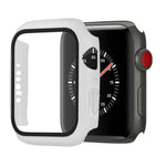 Capa protetora anti-choque em PC+vidro temperado com caixa embalada para Apple Watch 44mm (Laranja), para Apple Watch Series 6 / 5 / 4 / Watch SE 44mm, para Apple Watch Series 6 & SE & 5 & 4 44mm, para Apple Watch Series 3 & 2 & 1 42mm