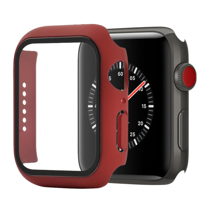 Capa protetora anti-choque em PC+vidro temperado com caixa embalada para Apple Watch 44mm (Laranja), para Apple Watch Series 6 / 5 / 4 / Watch SE 44mm, para Apple Watch Series 6 & SE & 5 & 4 44mm, para Apple Watch Series 3 & 2 & 1 42mm
