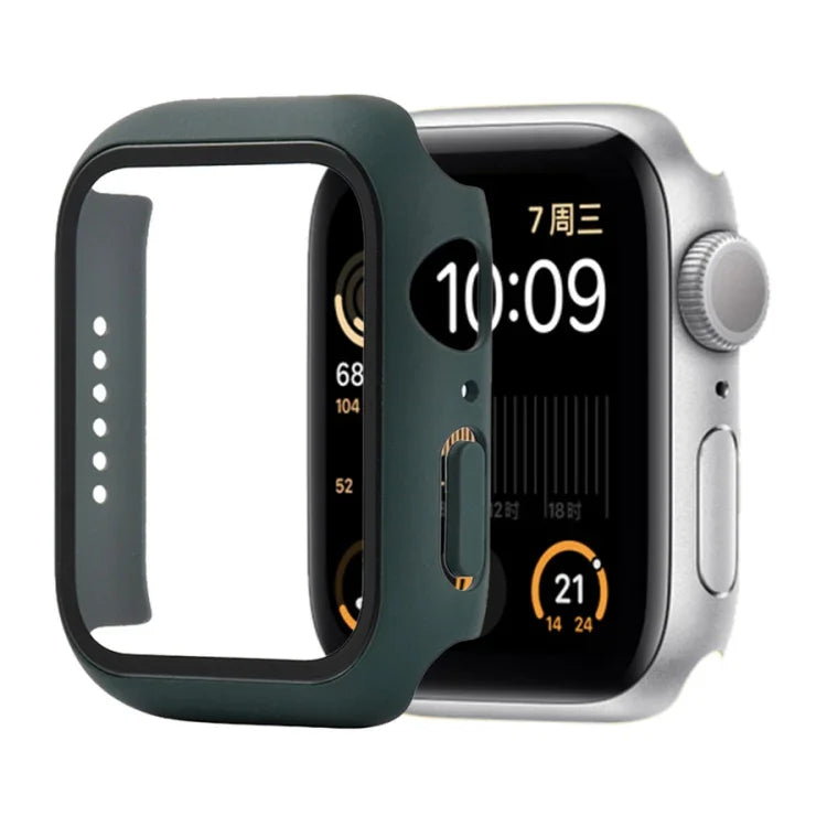 Capa protetora resistente a choques em PC + vidro temperado com caixa embalada para Apple Watch 44mm (Laranja), para Apple Watch Series 6 / 5 / 4 / Watch SE 40mm, para Apple Watch Series 3 & 2 & 1 38mm