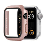 Capa protetora resistente a choques em PC + vidro temperado com caixa embalada para Apple Watch 44mm (Laranja), para Apple Watch Series 6 / 5 / 4 / Watch SE 40mm, para Apple Watch Series 3 & 2 & 1 38mm