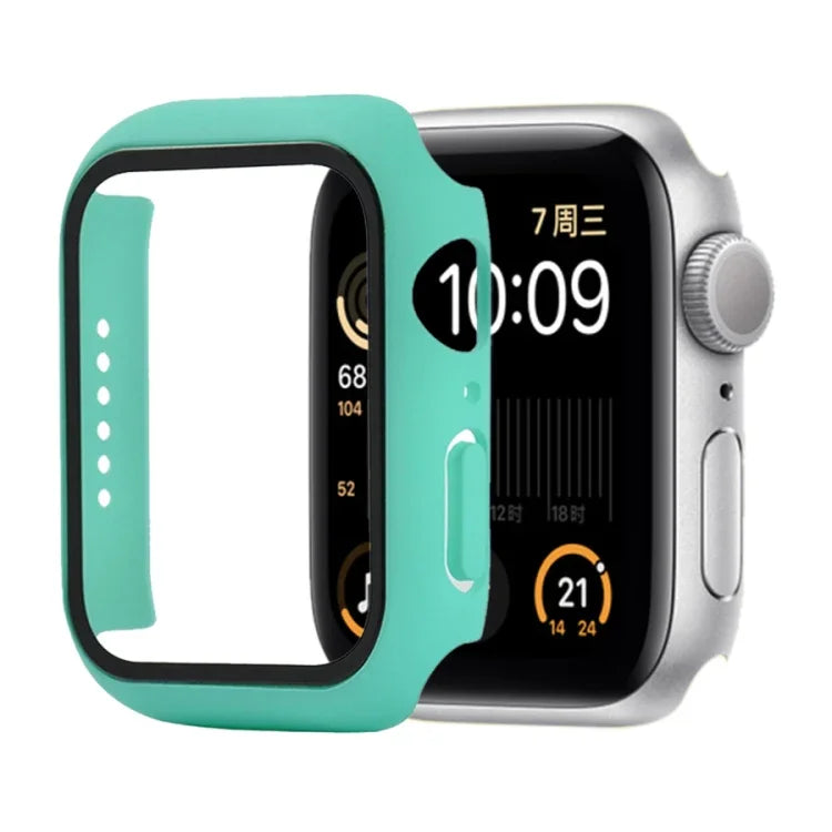 Capa protetora resistente a choques em PC + vidro temperado com caixa embalada para Apple Watch 44mm (Laranja), para Apple Watch Series 6 / 5 / 4 / Watch SE 40mm, para Apple Watch Series 3 & 2 & 1 38mm