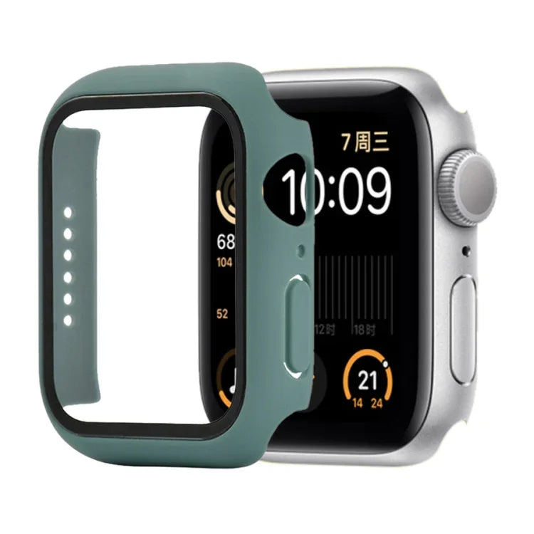 Capa protetora resistente a choques em PC + vidro temperado com caixa embalada para Apple Watch 44mm (Laranja), para Apple Watch Series 6 / 5 / 4 / Watch SE 40mm, para Apple Watch Series 3 & 2 & 1 38mm