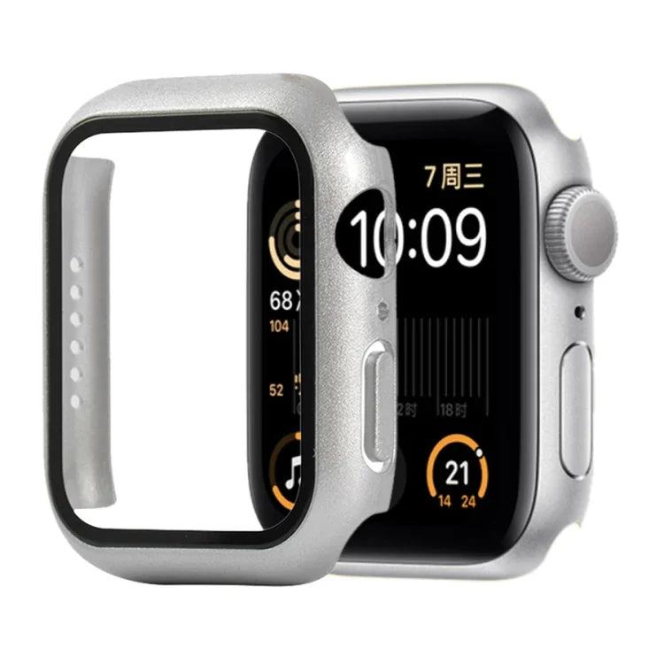 Capa protetora resistente a choques em PC + vidro temperado com caixa embalada para Apple Watch 44mm (Laranja), para Apple Watch Series 6 / 5 / 4 / Watch SE 40mm, para Apple Watch Series 3 & 2 & 1 38mm