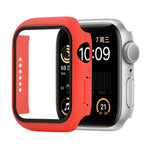 Capa protetora resistente a choques em PC + vidro temperado com caixa embalada para Apple Watch 44mm (Laranja), para Apple Watch Series 6 / 5 / 4 / Watch SE 40mm, para Apple Watch Series 3 & 2 & 1 38mm
