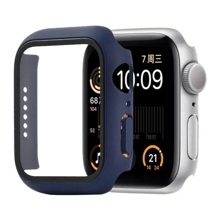 Capa protetora resistente a choques em PC + vidro temperado com caixa embalada para Apple Watch 44mm (Laranja), para Apple Watch Series 6 / 5 / 4 / Watch SE 40mm, para Apple Watch Series 3 & 2 & 1 38mm