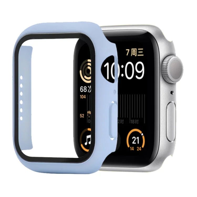 Capa protetora resistente a choques em PC + vidro temperado com caixa embalada para Apple Watch 44mm (Laranja), para Apple Watch Series 6 / 5 / 4 / Watch SE 40mm, para Apple Watch Series 3 & 2 & 1 38mm