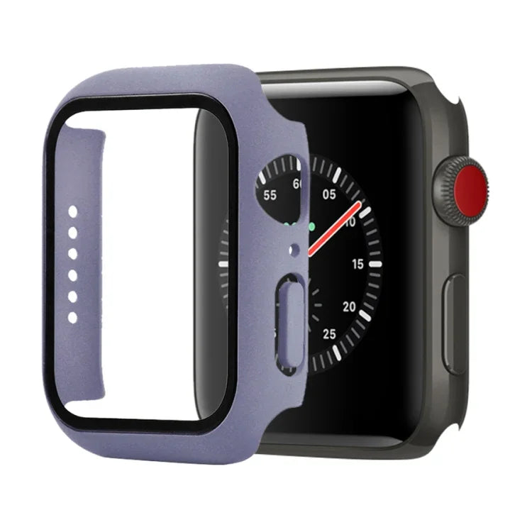 Capa protetora resistente a choques em PC + vidro temperado com caixa embalada para Apple Watch 44mm (Laranja), para Apple Watch Series 6 / 5 / 4 / Watch SE 40mm, para Apple Watch Series 3 & 2 & 1 38mm