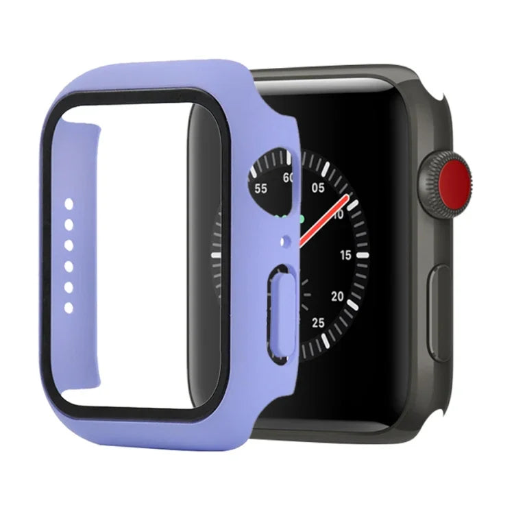 Capa protetora resistente a choques em PC + vidro temperado com caixa embalada para Apple Watch 44mm (Laranja), para Apple Watch Series 6 / 5 / 4 / Watch SE 40mm, para Apple Watch Series 3 & 2 & 1 38mm