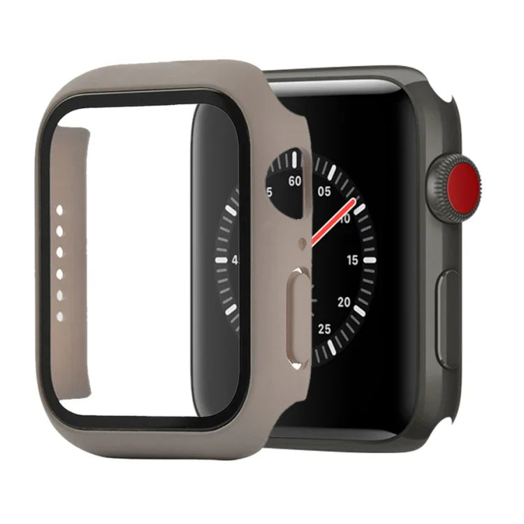 Capa protetora resistente a choques em PC + vidro temperado com caixa embalada para Apple Watch 44mm (Laranja), para Apple Watch Series 6 / 5 / 4 / Watch SE 40mm, para Apple Watch Series 3 & 2 & 1 38mm
