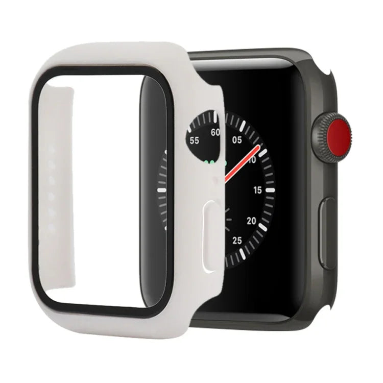 Capa protetora resistente a choques em PC + vidro temperado com caixa embalada para Apple Watch 44mm (Laranja), para Apple Watch Series 6 / 5 / 4 / Watch SE 40mm, para Apple Watch Series 3 & 2 & 1 38mm