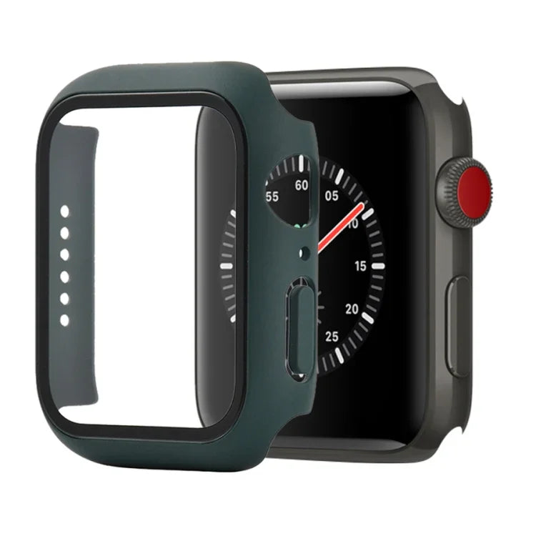 Capa protetora resistente a choques em PC + vidro temperado com caixa embalada para Apple Watch 44mm (Laranja), para Apple Watch Series 6 / 5 / 4 / Watch SE 40mm, para Apple Watch Series 3 & 2 & 1 38mm