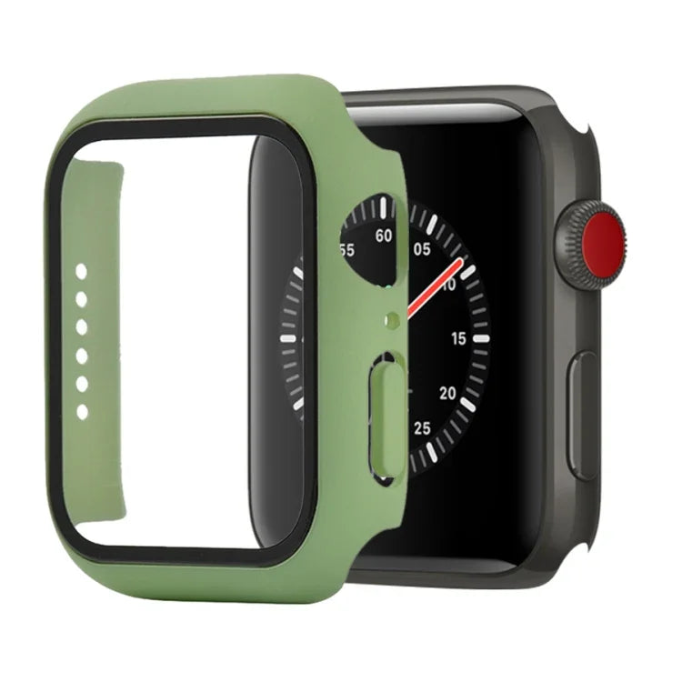 Capa protetora resistente a choques em PC + vidro temperado com caixa embalada para Apple Watch 44mm (Laranja), para Apple Watch Series 6 / 5 / 4 / Watch SE 40mm, para Apple Watch Series 3 & 2 & 1 38mm