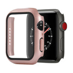 Capa protetora resistente a choques em PC + vidro temperado com caixa embalada para Apple Watch 44mm (Laranja), para Apple Watch Series 6 / 5 / 4 / Watch SE 40mm, para Apple Watch Series 3 & 2 & 1 38mm