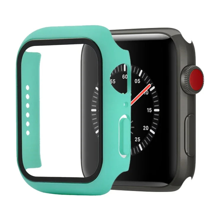 Capa protetora resistente a choques em PC + vidro temperado com caixa embalada para Apple Watch 44mm (Laranja), para Apple Watch Series 6 / 5 / 4 / Watch SE 40mm, para Apple Watch Series 3 & 2 & 1 38mm