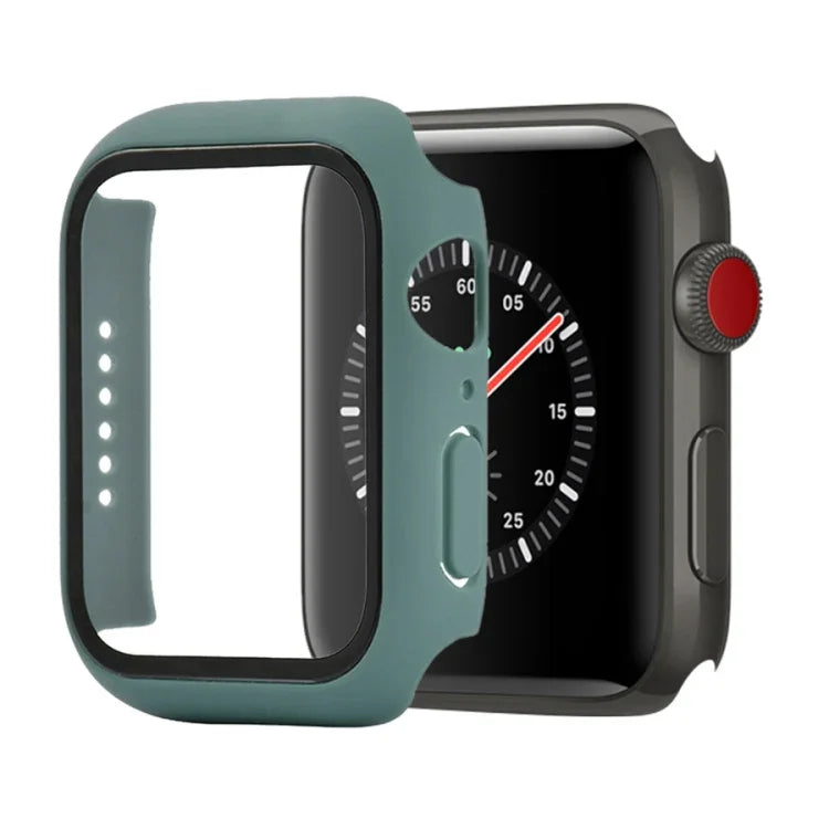 Capa protetora resistente a choques em PC + vidro temperado com caixa embalada para Apple Watch 44mm (Laranja), para Apple Watch Series 6 / 5 / 4 / Watch SE 40mm, para Apple Watch Series 3 & 2 & 1 38mm