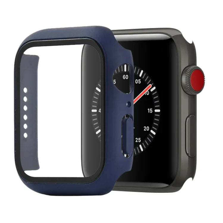 Capa protetora resistente a choques em PC + vidro temperado com caixa embalada para Apple Watch 44mm (Laranja), para Apple Watch Series 6 / 5 / 4 / Watch SE 40mm, para Apple Watch Series 3 & 2 & 1 38mm