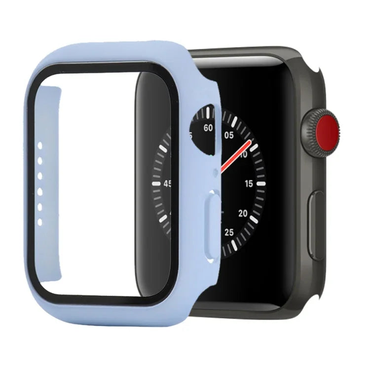 Capa protetora resistente a choques em PC + vidro temperado com caixa embalada para Apple Watch 44mm (Laranja), para Apple Watch Series 6 / 5 / 4 / Watch SE 40mm, para Apple Watch Series 3 & 2 & 1 38mm