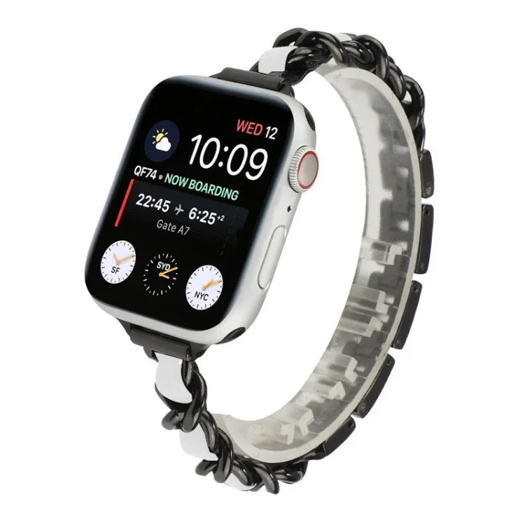 Single Row Metal Replacement Strap Watchband For Apple Watch Series, 7 41mm / 6 & SE & 5 & 4 40mm / 3 & 2 & 1 38mm, 7 45mm / 6 & SE & 5 & 4 44mm / 3 & 2 & 1 42mm