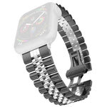 Pulseira substituta feminina em aço inoxidável com cinco contas Largura: 20mm para Apple Watch Series, 7 45mm / 6 & SE & 5 & 4 44mm / 3 & 2 & 1 42mm, 7 41mm / 6 & SE & 5 & 4 40mm / 3 & 2 & 1 38mm