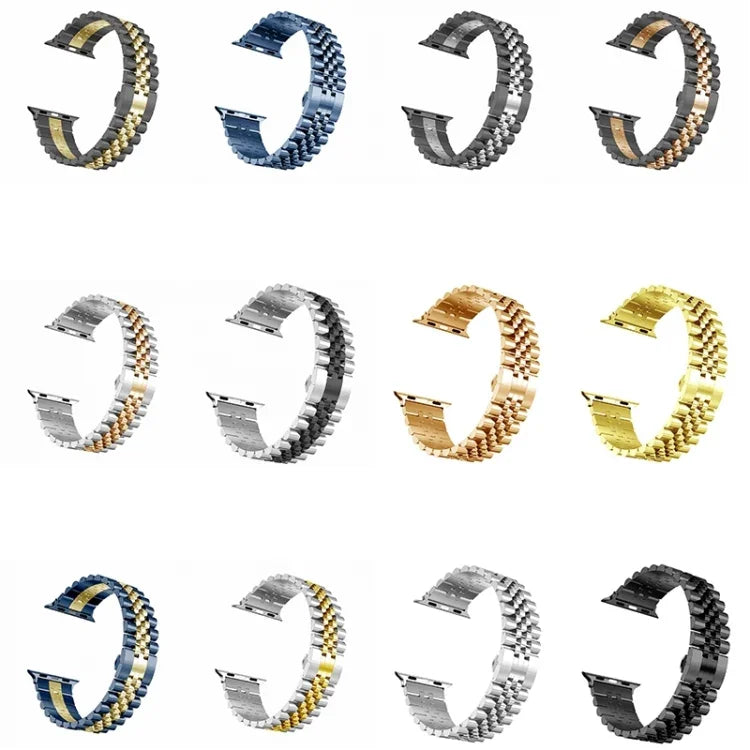 Pulseira substituta feminina em aço inoxidável com cinco contas Largura: 20mm para Apple Watch Series, 7 45mm / 6 & SE & 5 & 4 44mm / 3 & 2 & 1 42mm, 7 41mm / 6 & SE & 5 & 4 40mm / 3 & 2 & 1 38mm