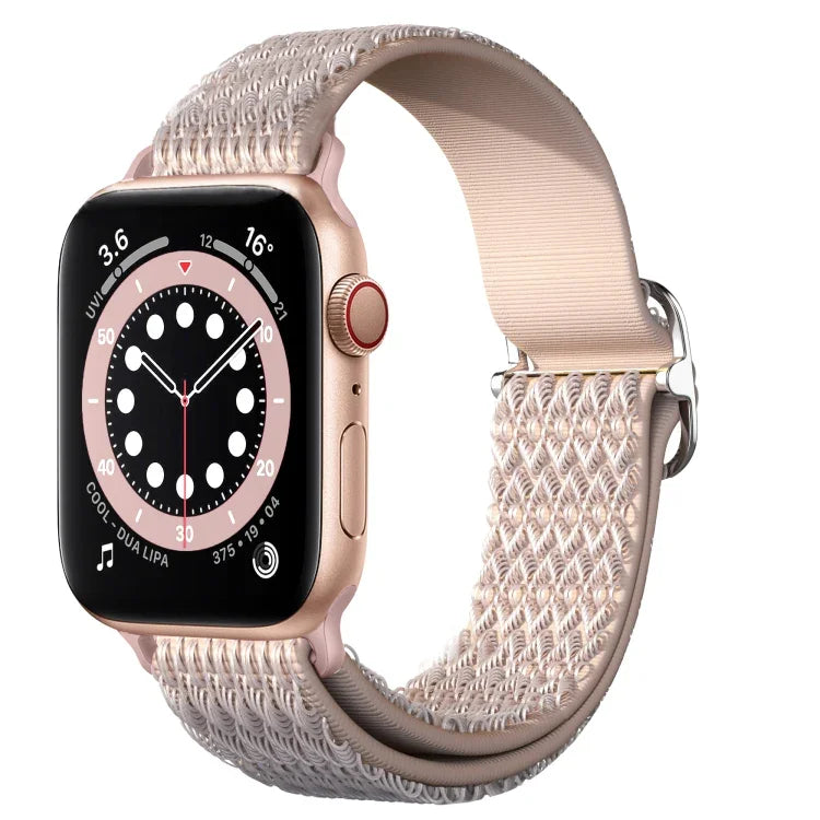Pulseira substituta elástica ajustável com textura rombóide para Apple Watch Series, 7 41mm / 6 & SE & 5 & 4 40mm / 3 & 2 & 1 38mm, 7 45mm / 6 & SE & 5 & 4 44mm / 3 & 2 & 1 42mm