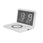 SY-118 Carregador Sem Fios Dobrável com Superfície de Espelho 15W, Calendário Perpétuo de Secretária, Relógio com Função de Alarme e Ajuste de Brilho em Três Níveis, SY-118 Preto, SY-118 Branco