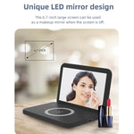 SY-118 Carregador Sem Fios Dobrável com Superfície de Espelho 15W, Calendário Perpétuo de Secretária, Relógio com Função de Alarme e Ajuste de Brilho em Três Níveis, SY-118 Preto, SY-118 Branco