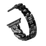 Bracelete de Relógio em Liga de Diamante de Uma Só Fila em Denim, Para Apple Watch Série 8&7 41mm / SE 2&6&SE&5&4 40mm / 3&2&1 38mm, Para Apple Watch Série 8&7 45mm / SE 2&6&SE&5&4 44mm / 3&2&1 42mm