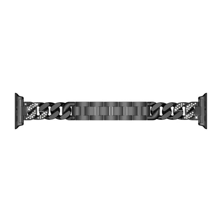 Bracelete de Relógio em Liga de Diamante de Uma Só Fila em Denim, Para Apple Watch Série 8&7 41mm / SE 2&6&SE&5&4 40mm / 3&2&1 38mm, Para Apple Watch Série 8&7 45mm / SE 2&6&SE&5&4 44mm / 3&2&1 42mm