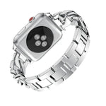 Bracelete de Relógio em Liga de Diamante de Uma Só Fila em Denim, Para Apple Watch Série 8&7 41mm / SE 2&6&SE&5&4 40mm / 3&2&1 38mm, Para Apple Watch Série 8&7 45mm / SE 2&6&SE&5&4 44mm / 3&2&1 42mm
