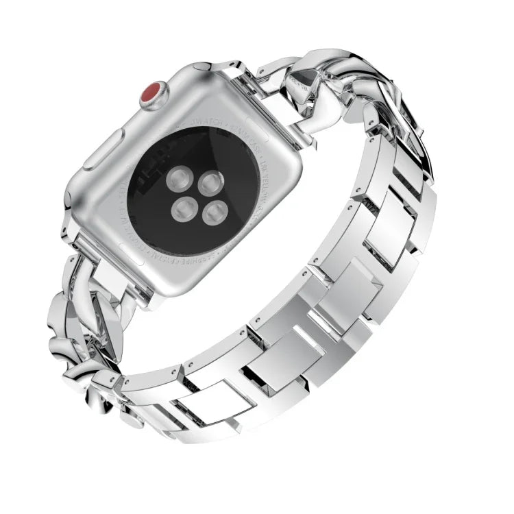 Bracelete de Relógio em Liga de Diamante de Uma Só Fila em Denim, Para Apple Watch Série 8&7 41mm / SE 2&6&SE&5&4 40mm / 3&2&1 38mm, Para Apple Watch Série 8&7 45mm / SE 2&6&SE&5&4 44mm / 3&2&1 42mm