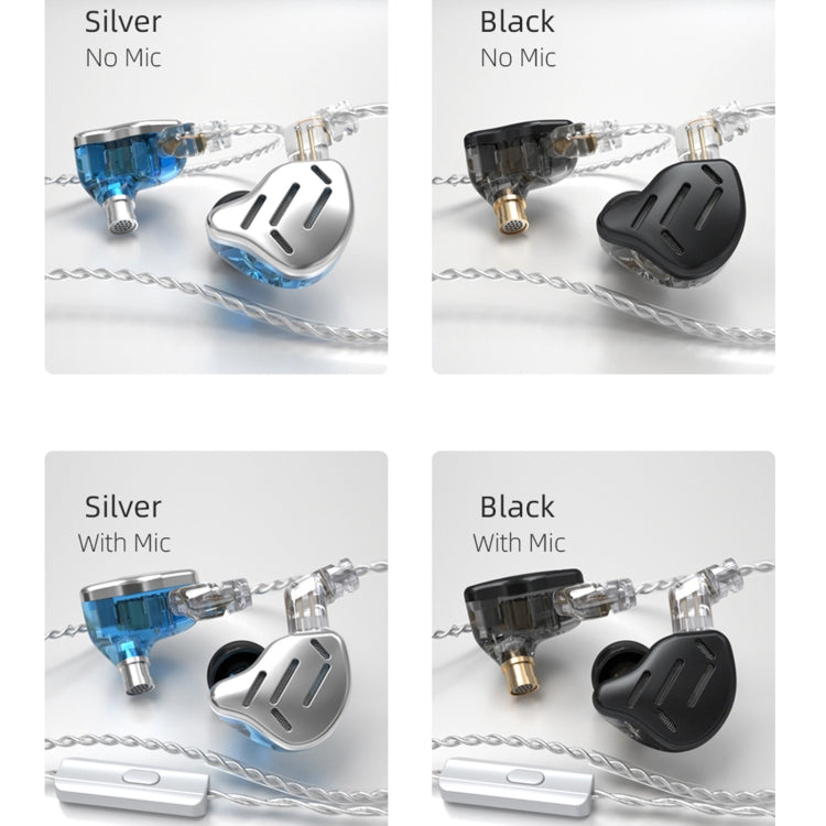 KZ ZAX Auricular Desportivo Gaming com Fio Intra-auricular de Ferro em Anel de 16 Unidades, Versão Standard ZAX (Prateado), Versão Standard ZAX (Preto), Versão com Microfone ZAX (Prateado), Versão com Microfone ZAX (Preto)
