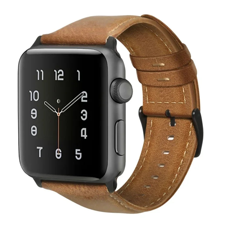 Bracelete de Relógio em Pele Genuína com Cera de Óleo, Para Apple Watch Série 8&7 41mm / SE 2&6&SE&5&4 40mm / 3&2&1 38mm, Para Apple Watch Série 7 41mm / 6 & SE & 5 & 4 40mm / 3 & 2 & 1 38mm