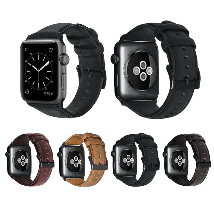Bracelete de Relógio em Pele Genuína com Cera de Óleo, Para Apple Watch Série 8&7 41mm / SE 2&6&SE&5&4 40mm / 3&2&1 38mm, Para Apple Watch Série 7 41mm / 6 & SE & 5 & 4 40mm / 3 & 2 & 1 38mm