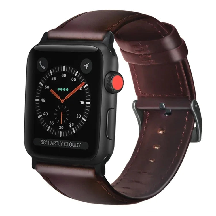 Bracelete de Relógio em Pele Genuína com Cera de Óleo, Para Apple Watch Série 8&7 41mm / SE 2&6&SE&5&4 40mm / 3&2&1 38mm, Para Apple Watch Série 7 41mm / 6 & SE & 5 & 4 40mm / 3 & 2 & 1 38mm